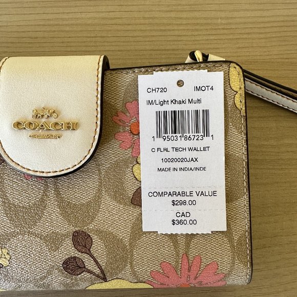 Coach Darcie Carryall In Signature & Phone Wallet Canvas Floral Cluster LT Khaki - Picture 14 of 14